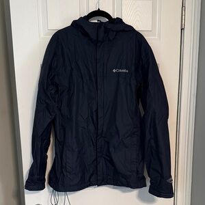 Columbia Hooded Packable Rain Jacket - Dark Blue